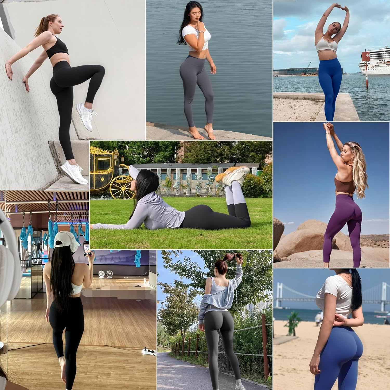 Detalle de Nlieanuc Leggins Sportivi Donna Push Up - Vita Media Scrunch: comfort e silhouette valorizzata