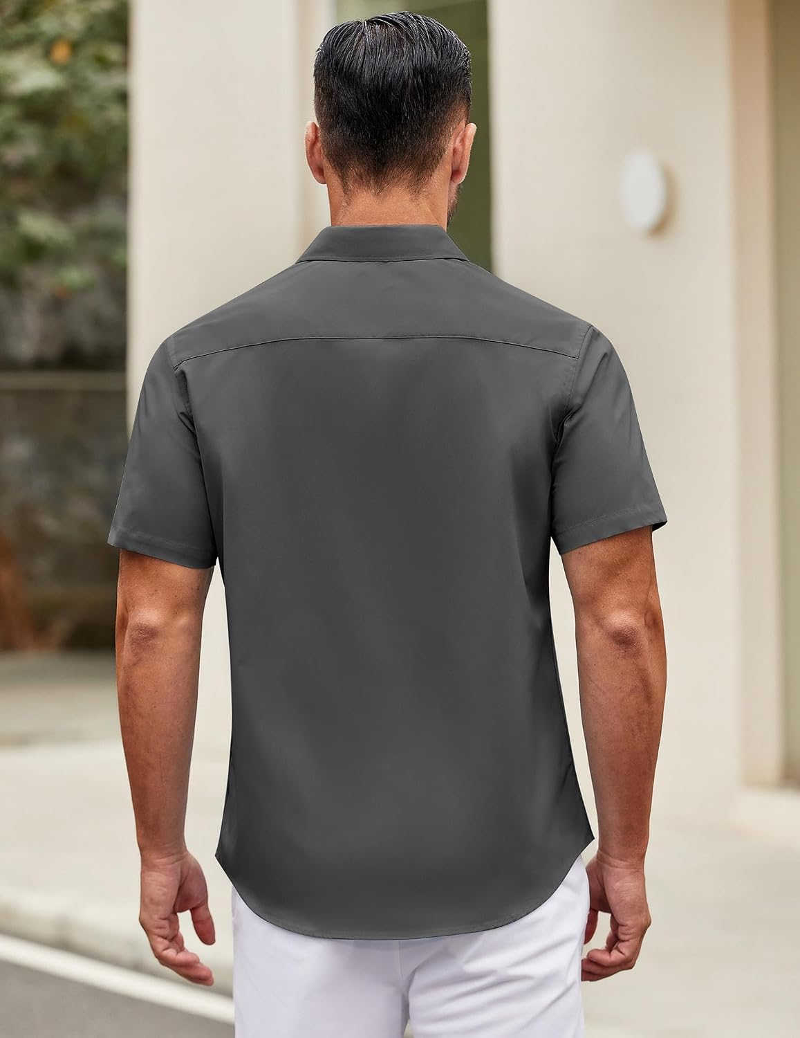 Detalle 1 de COOFANDY Men's Short Sleeve Button-Down Shirt with Pocket, Untucked Summer Style