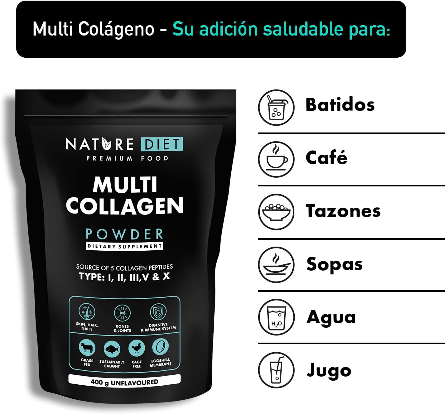 Detalle de Nature Diet Multi Colágeno 400 g en polvo