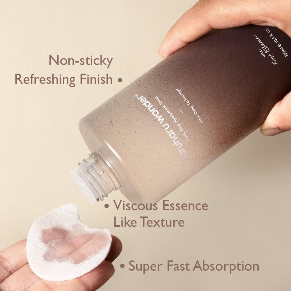 Detalle de Wonder Black Reis Hyaluron Toner 300 ml – Hyaluronsäure mit Fermentem Reisextrakt, Panax Ginseng-Liposom und Saponin