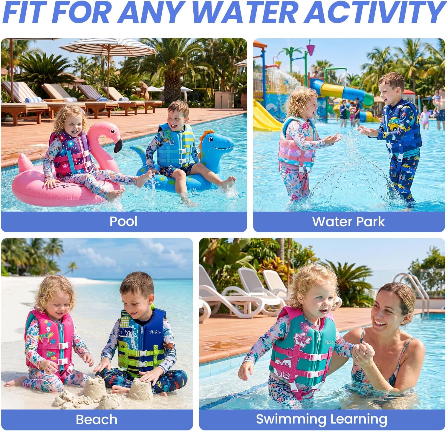 Detalle 2 de Zeraty Toddler Neoprene Swim Vest: Safe, Adjustable Float Jacket for 20–80 Lbs