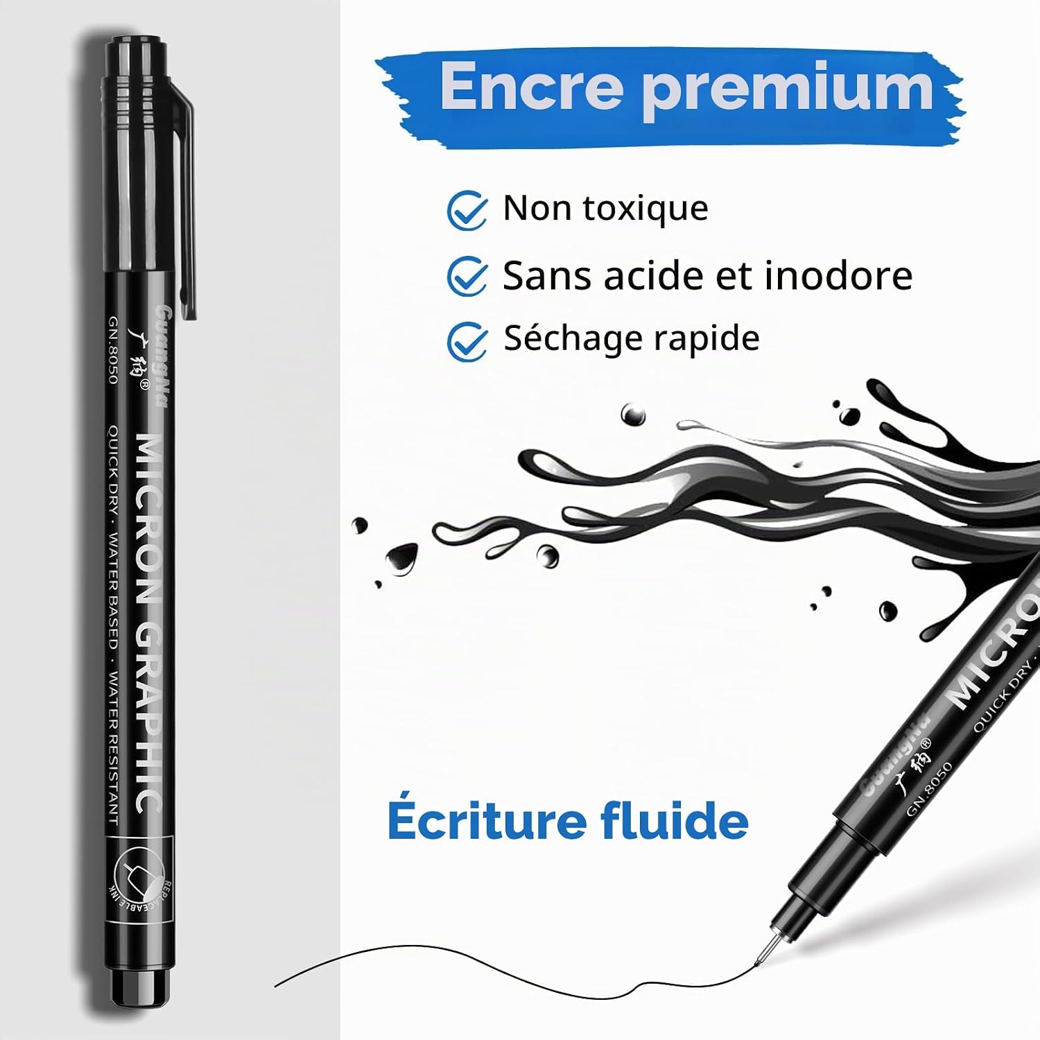 Detalle 1 de OFFCUP zwarte fineliners, set van 8 met verschillende puntmaten