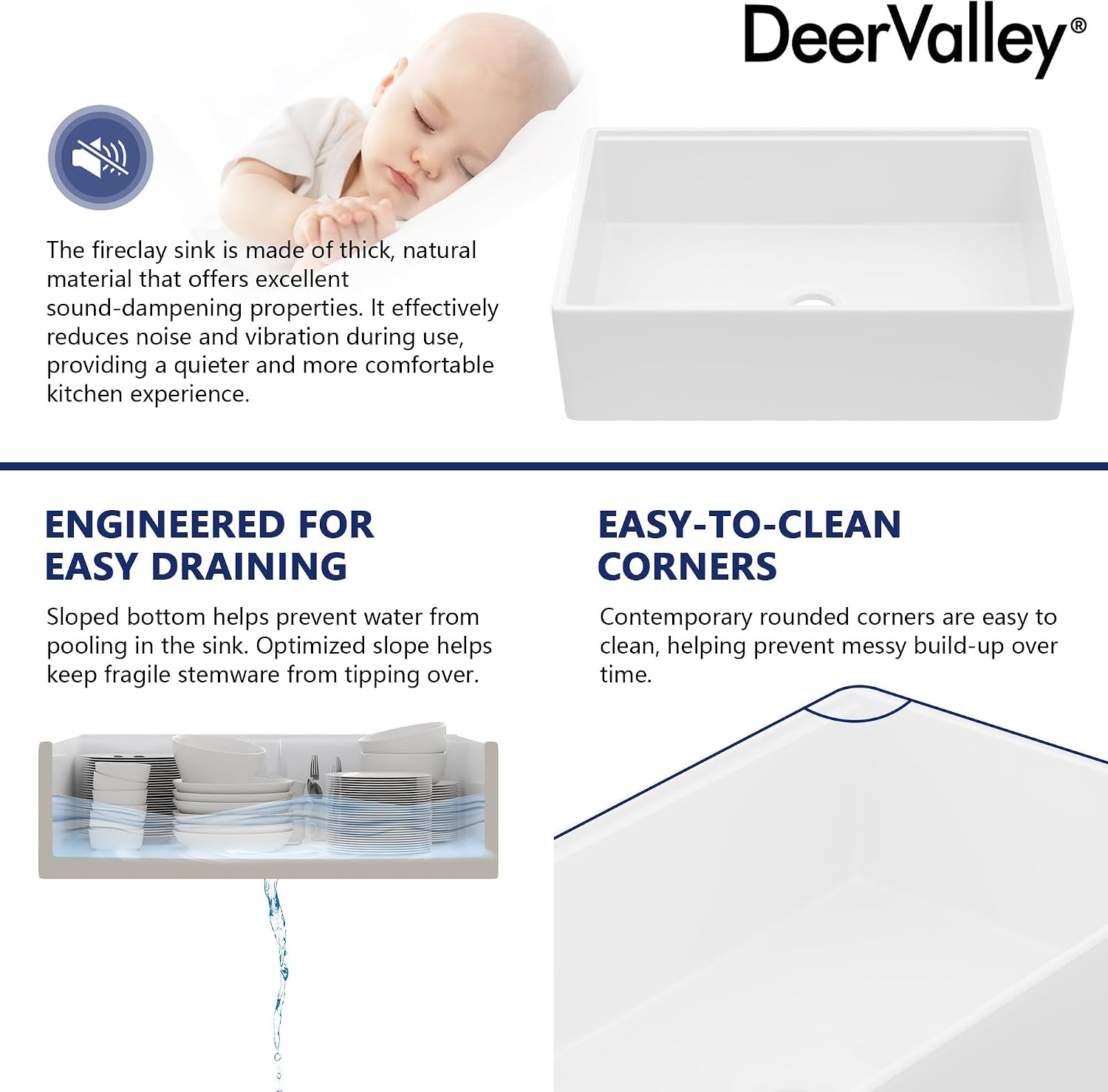 Thumbnail 6 de DeerValley DV-1K0161W 33-Inch White Fireclay Workstation Farmhouse Sink