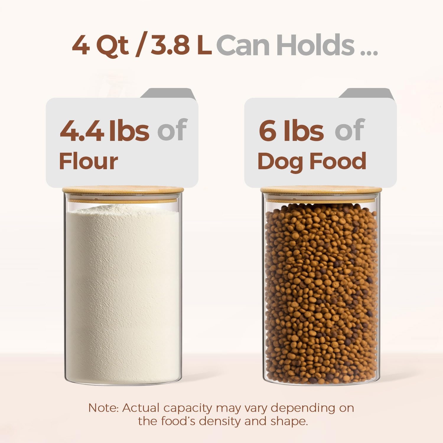 Thumbnail 3 de ComSaf 2Pcs Large Glass Storage Containers with Lids (4Qt / 1 Gallon Wide Mouth) for Pantry Organization