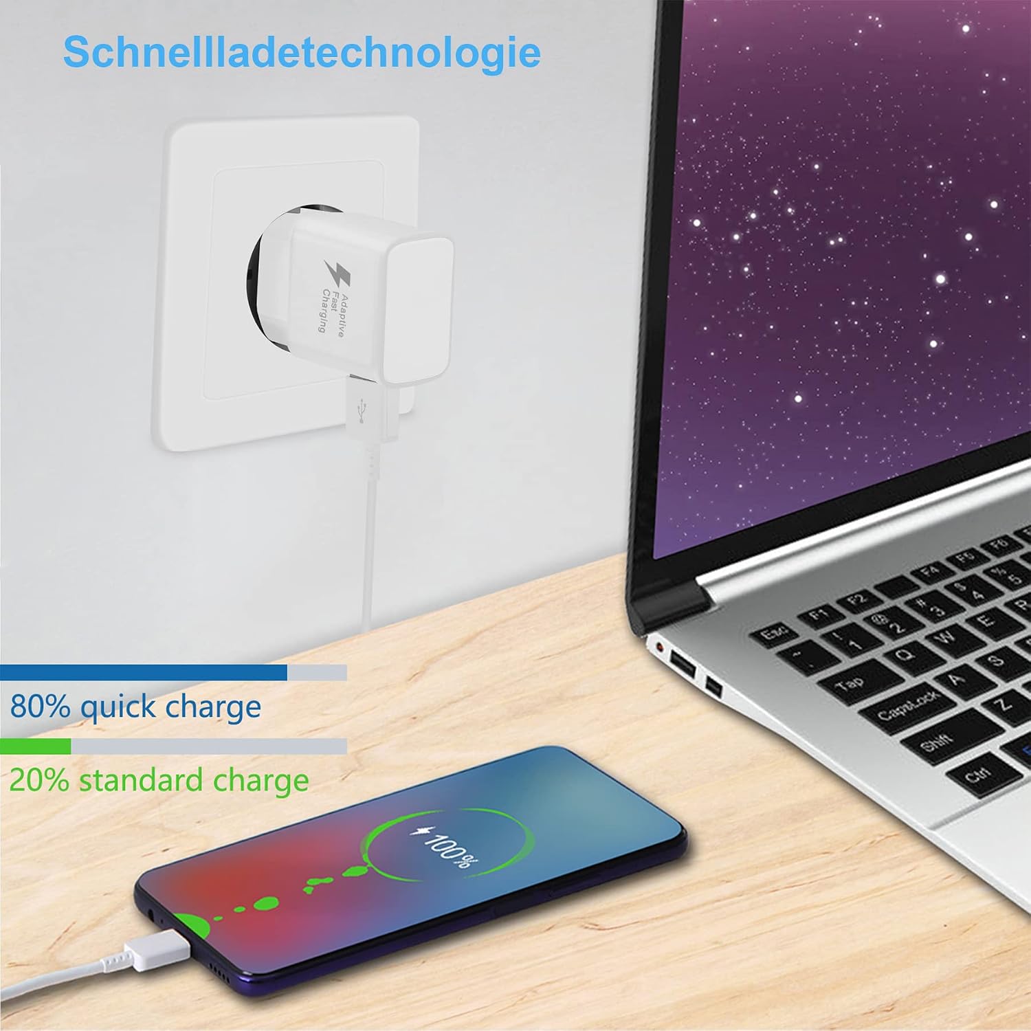 Detalle 2 de KAIMENGLONG 2er-Pack Schnellladegerät 15 W