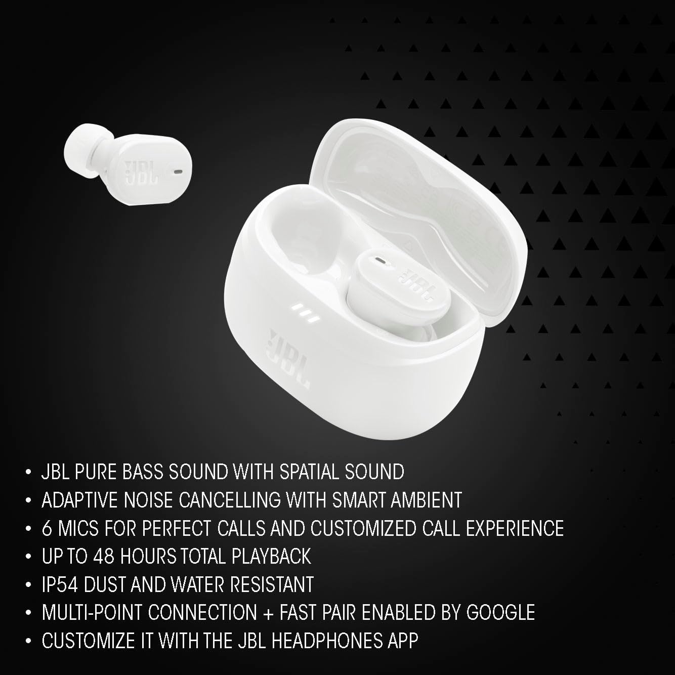 Detalle de JBL Tune Buds 2 JBLTBUDS2TQEAM True Wireless Earbuds, Turquoise, Adaptive ANC