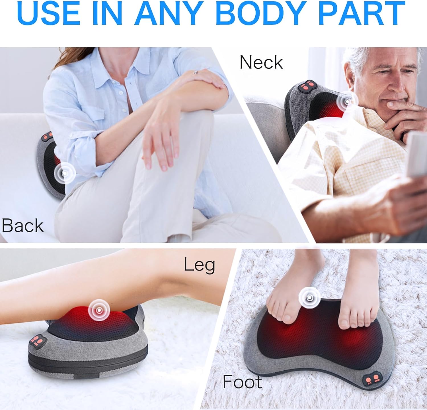 Detalle 2 de Papillon JH-016 Shiatsu Back Massager with Heat, 3 Speeds and Dual Adapters