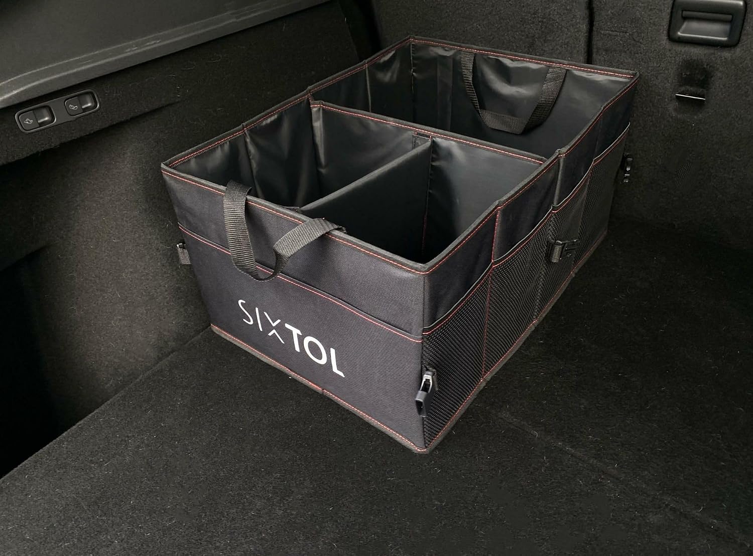 Detalle de SIXTOL Car Compact 14 – składany organizer do bagażnika, wodoodporny, 14 przegródek