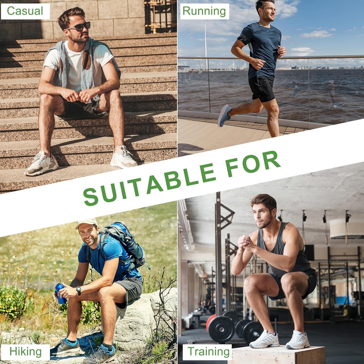 Thumbnail 6 de Blu Ninfee Bamboo Trainer Running Socks for Men (9-12 / 6-8) – Cushioned Ankle Sports Socks, Breathable, 6 Pairs
