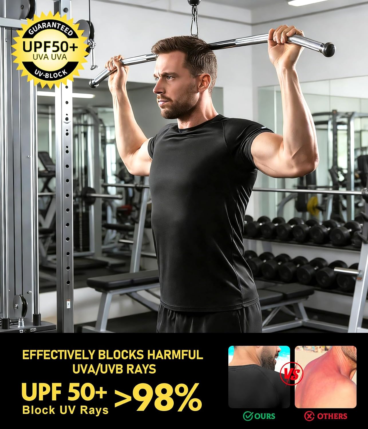 Detalle 2 de Boyzn 1 or 3 Pack Men’s Rash Vest with UPF 50+ Sun Protection and Quick-Dry Fabric