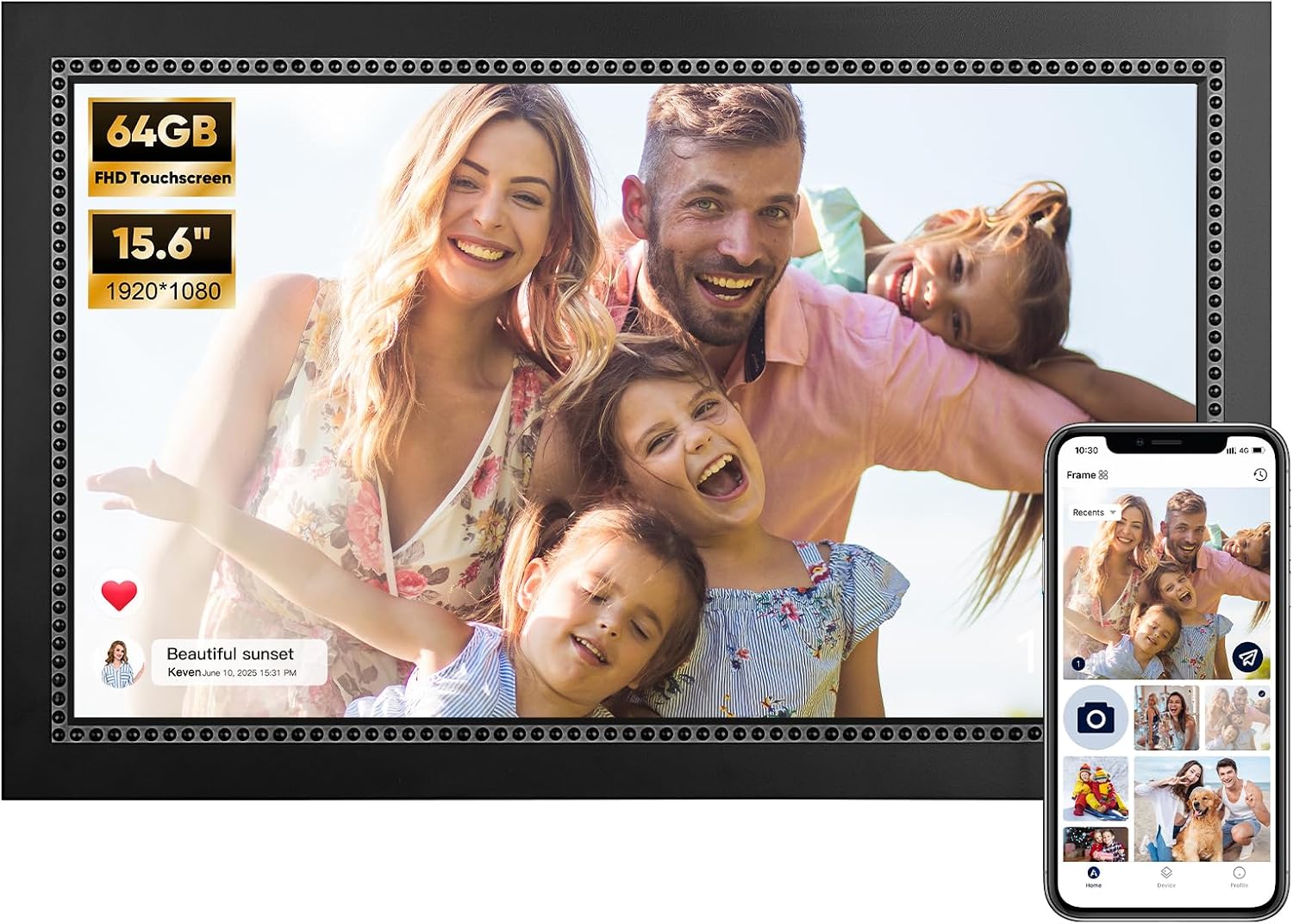 Detalle de Humblestead 15.6-Inch Digital Picture Frame with 64GB Storage, 1920x1080 IPS Touchscreen, WiFi & AiMOR App