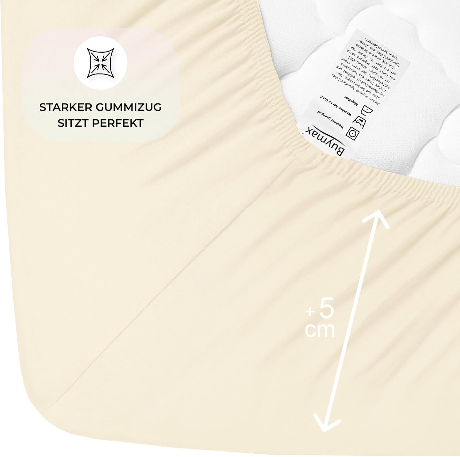 Thumbnail 3 de Buymax Spannbettlaken 80x200 cm Doppelpack – Jersey aus 100% Baumwolle, Beige