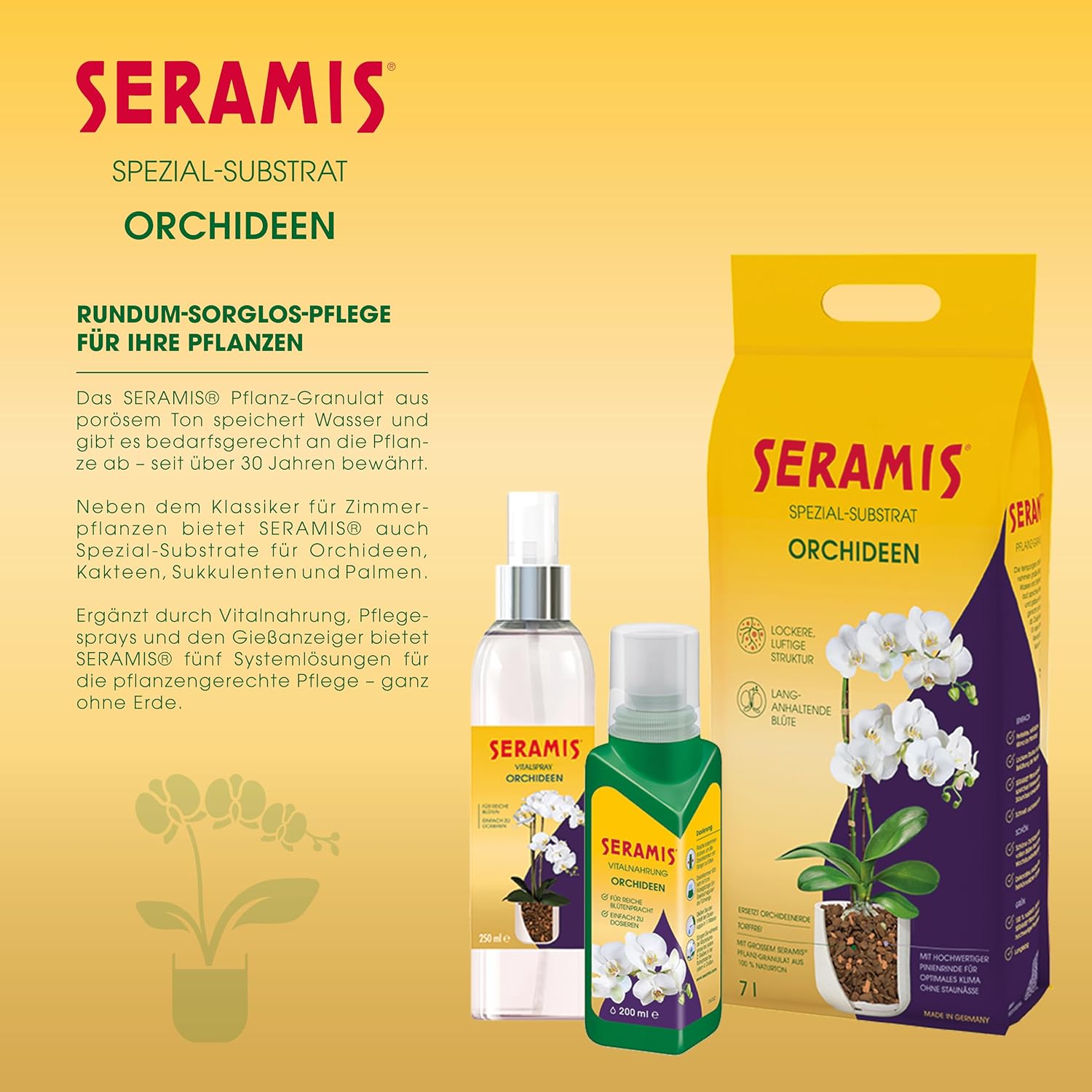 Detalle de Seramis Spezial-Substrat für Orchideen, 7 l – Tongranulat und Pinienrinde für optimale Belüftung und Nährstoffversorgung