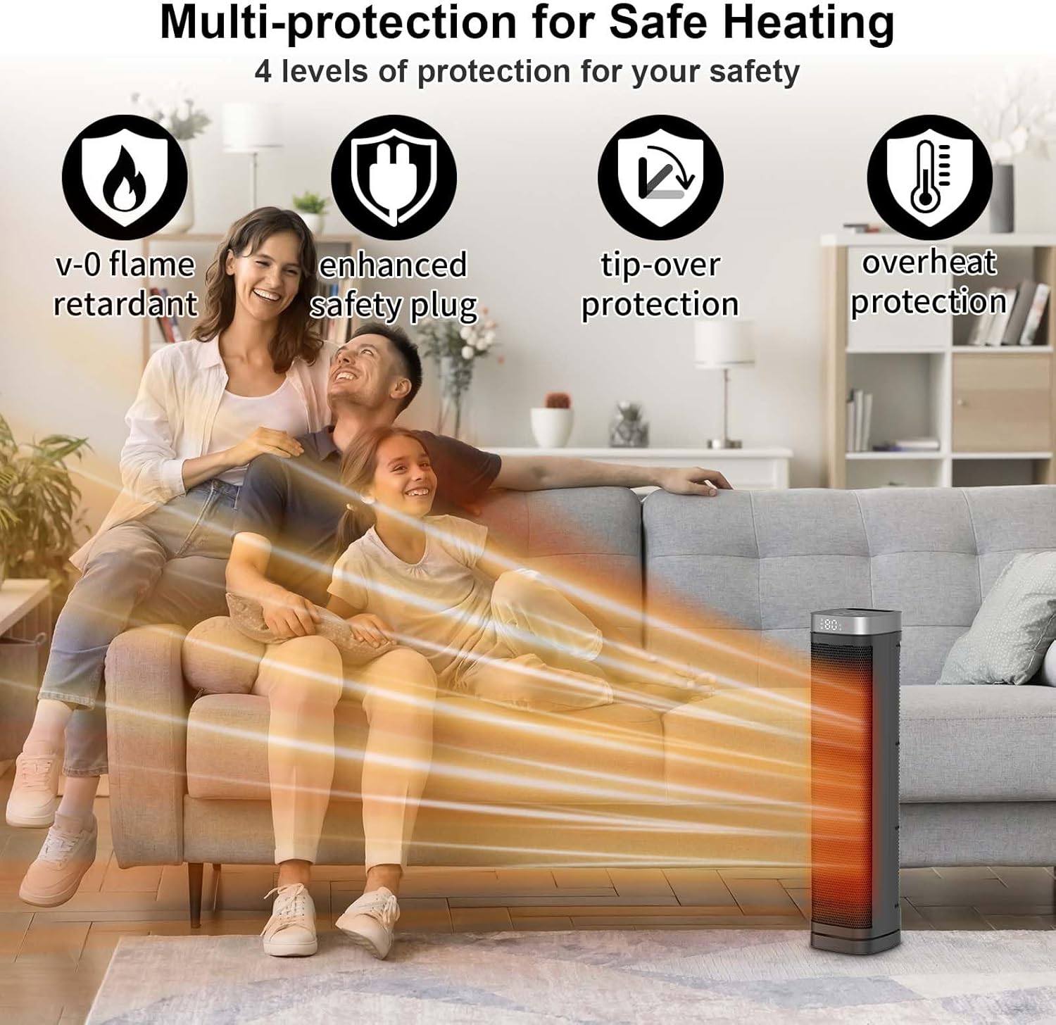 Thumbnail 3 de AUBKN PTC-SL2403 1500W Ceramic Tower Space Heater with Remote