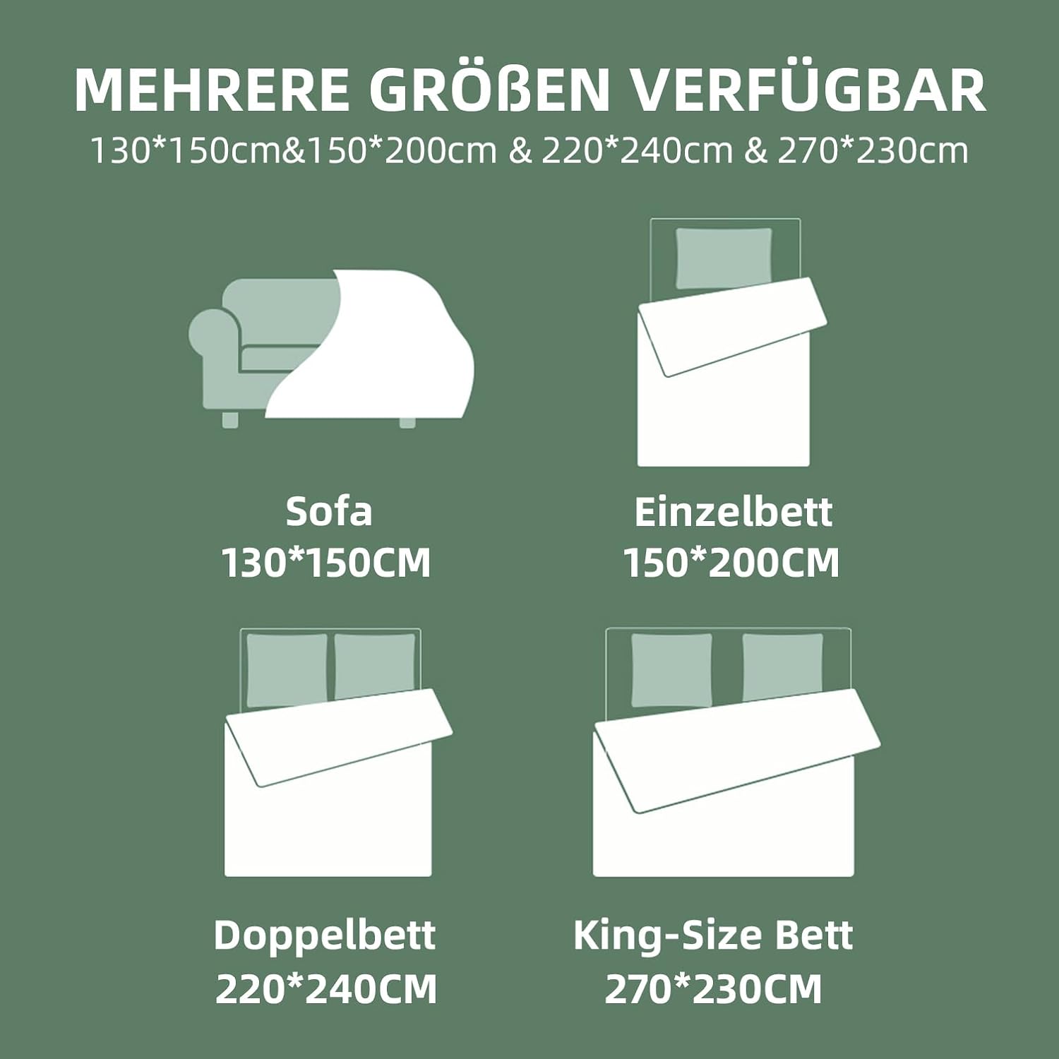 Thumbnail 6 de CHUFFED 100% Baumwolle Decke 220 × 240 cm – Olivgrün, weiche und atmungsaktive Waffel-Decke