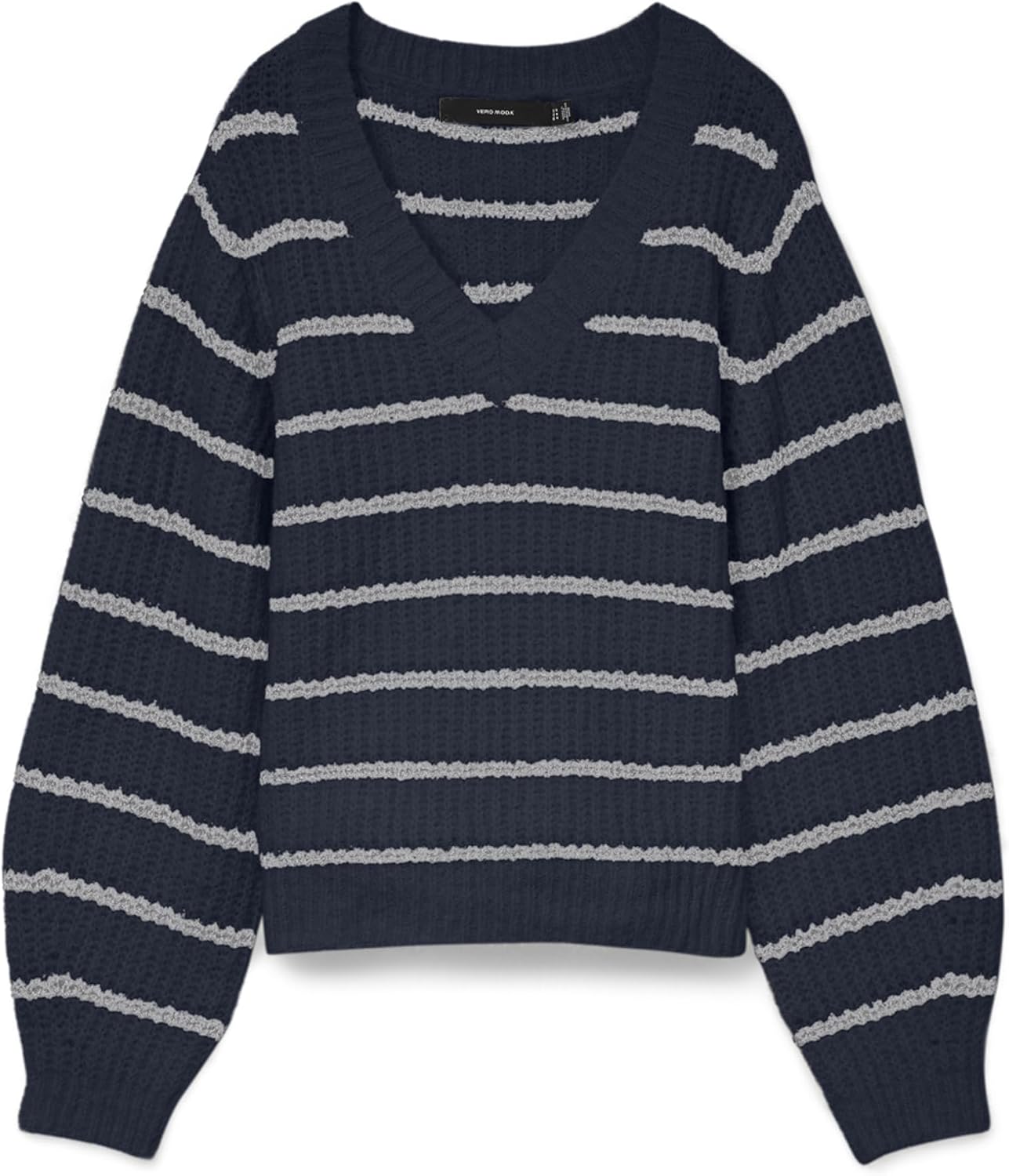 Detalle 1 de VERO MODA Vmawesome Shine Ls V-NCK Stripe Pull Boo Femme – Pull à col en V, manches longues, coupe normale