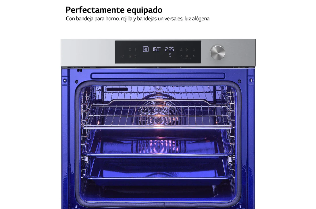 Detalle de LG Horno pirolítico Instaview 76L WSED7613S: limpieza avanzada y acero inoxidable