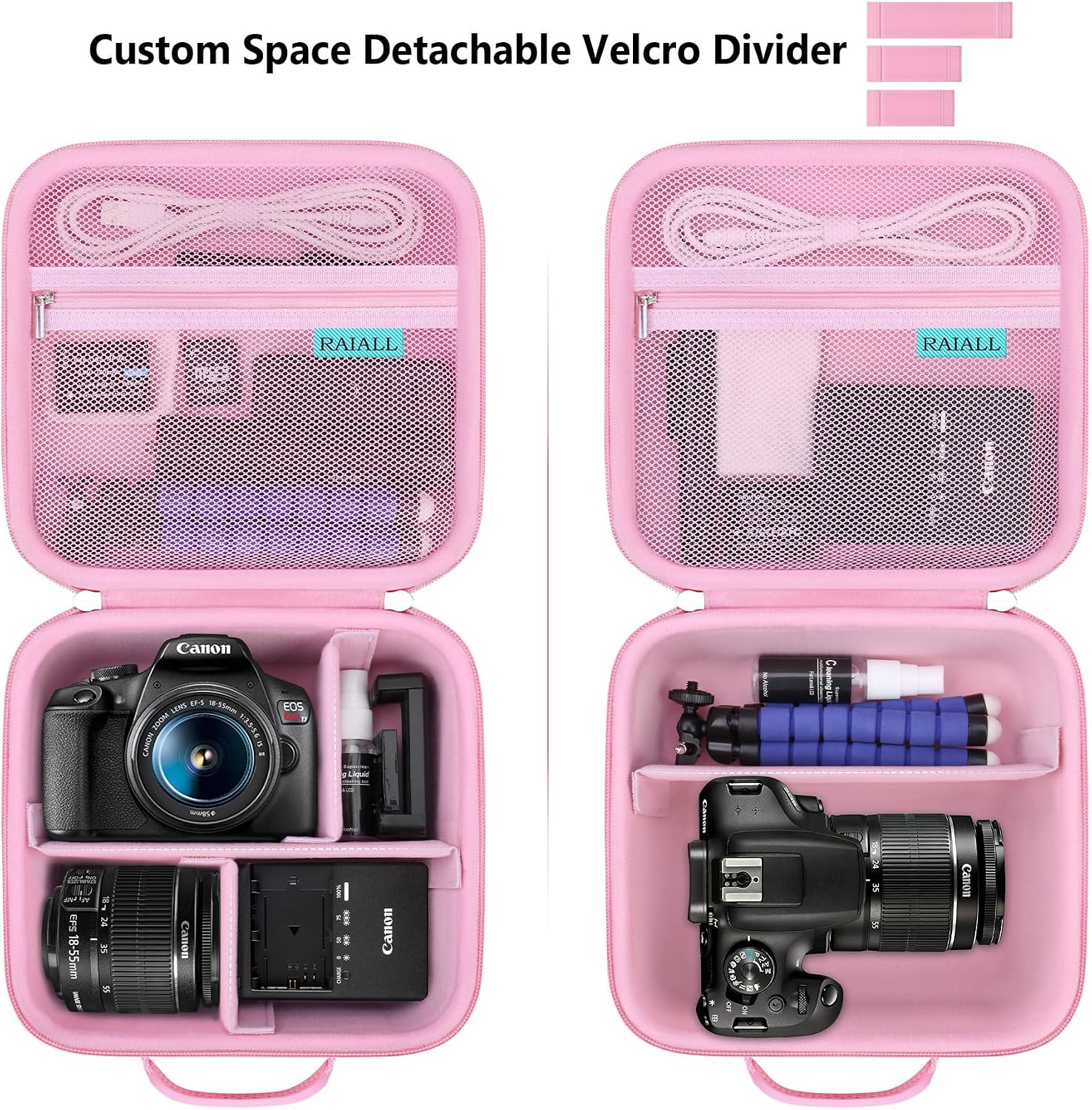 Detalle de RAIALL Camera Case for Canon EOS and Sony/Nikon DSLRs – Pink Hard Carrying Case