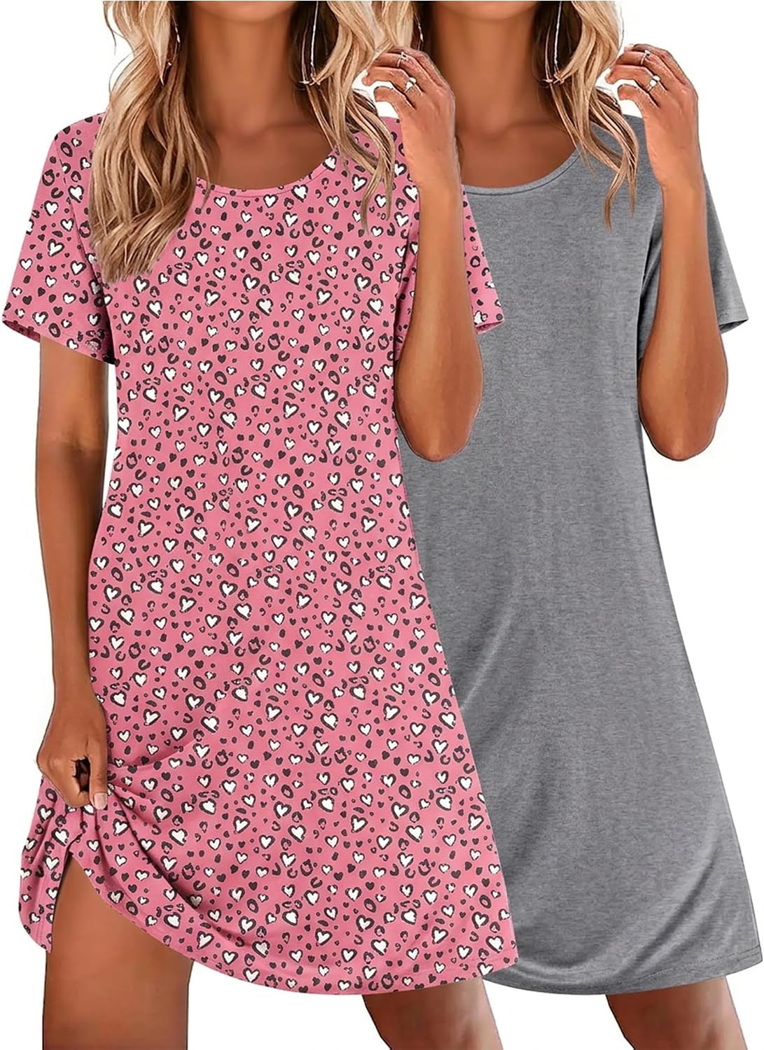Thumbnail 4 de Ekouaer camicia da notte donna estiva corta girocollo 2 pezzi S-XXL