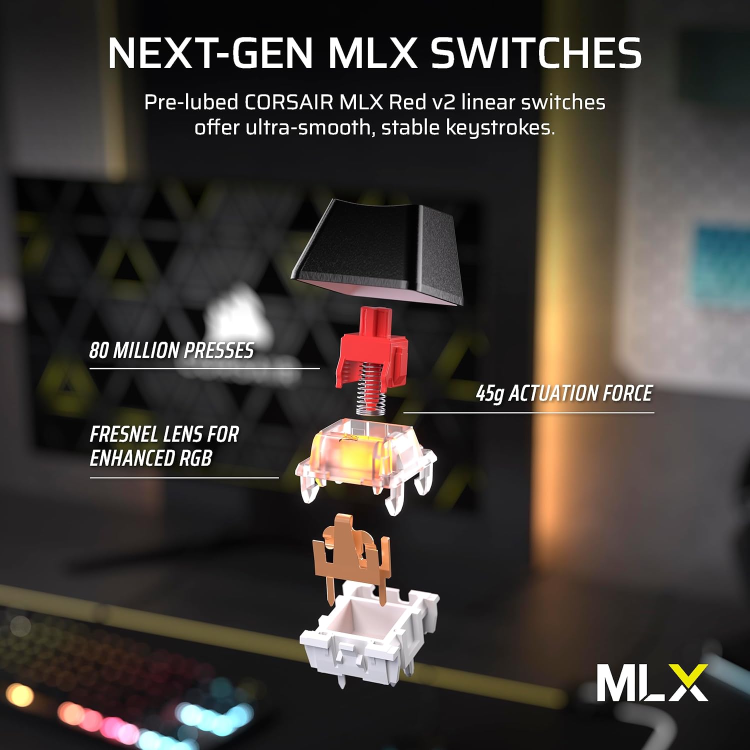 Thumbnail 4 de Corsair K70 CORE TKL Wireless RGB Mechanical Keyboard (Tenkeyless) with Pre-Lubed MLX Red v2 Linear Switches — Black