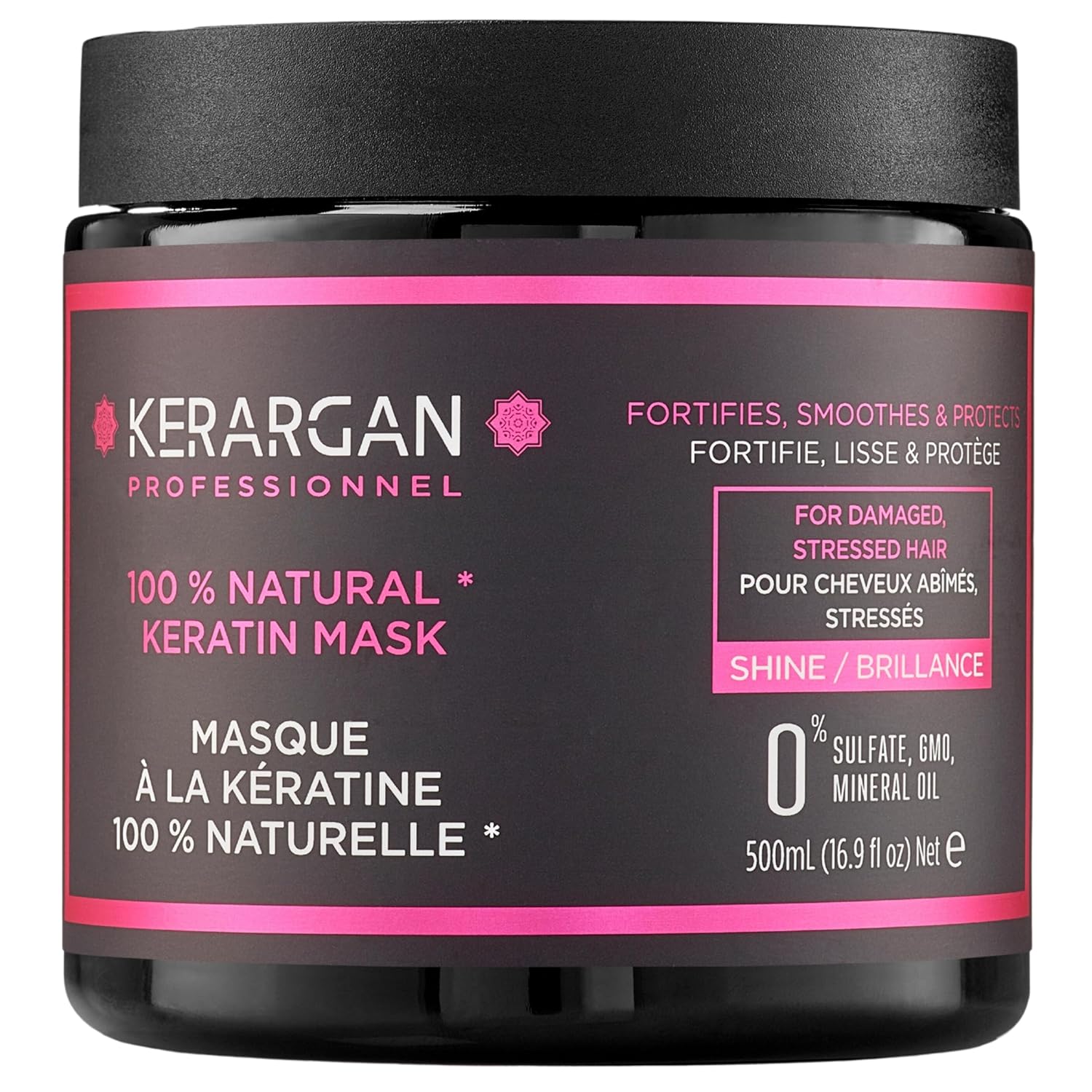 Detalle de Kerargan Ultra reparierende Keratin-Haarmaske für strapaziertes Haar (500 ml) – ohne Sulfate, GVO & Mineralöl