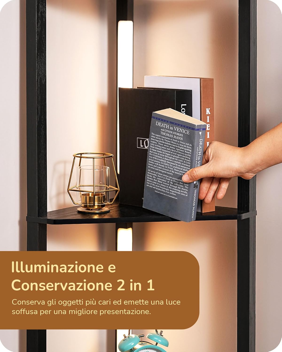 Thumbnail 3 de EDISHINE Lampada da Terra con Ripiani 2-in-1: illuminazione e scaffalatura in nero