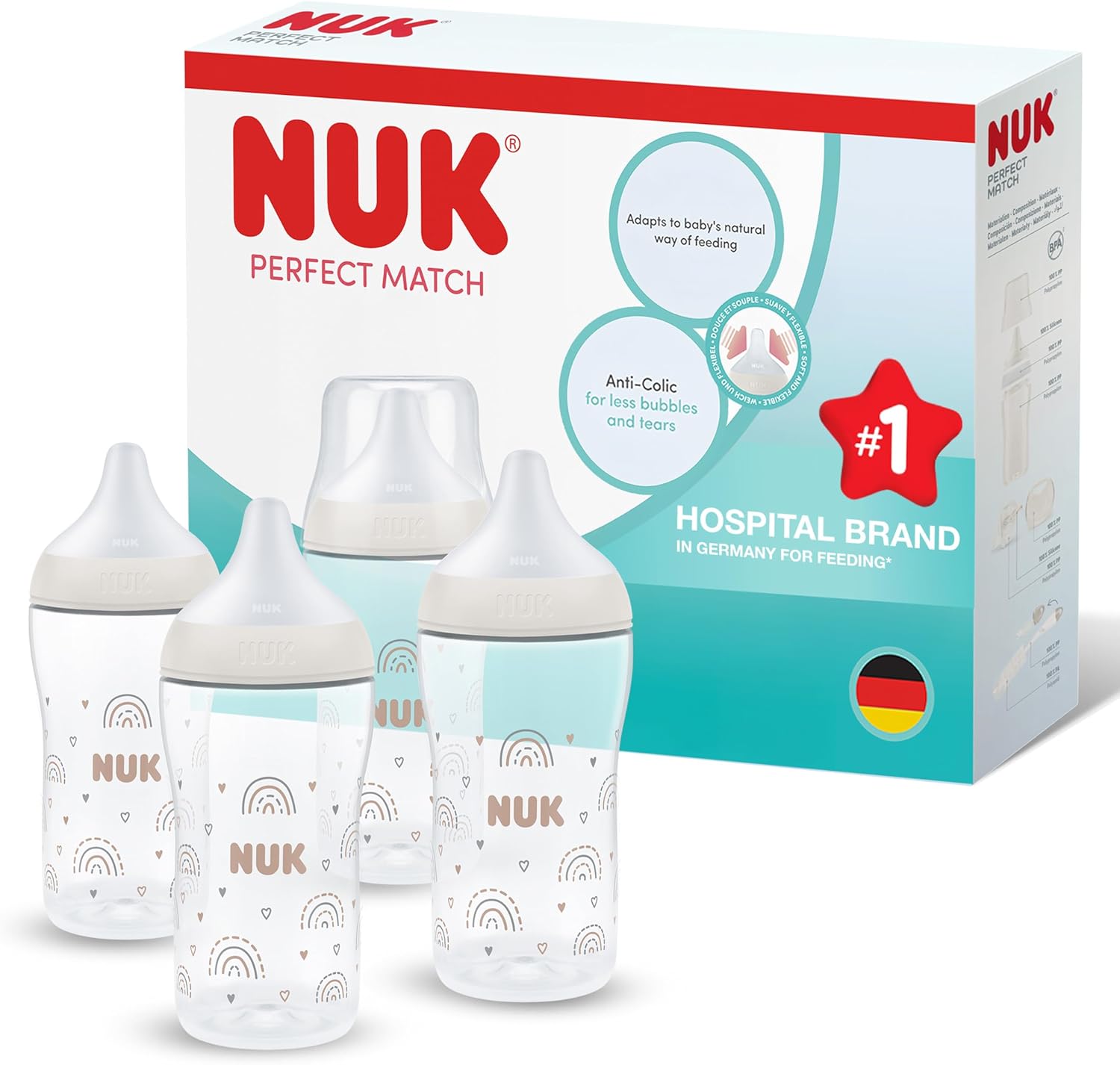 Detalle de NUK Perfect Match Biberons 260 ml 4×