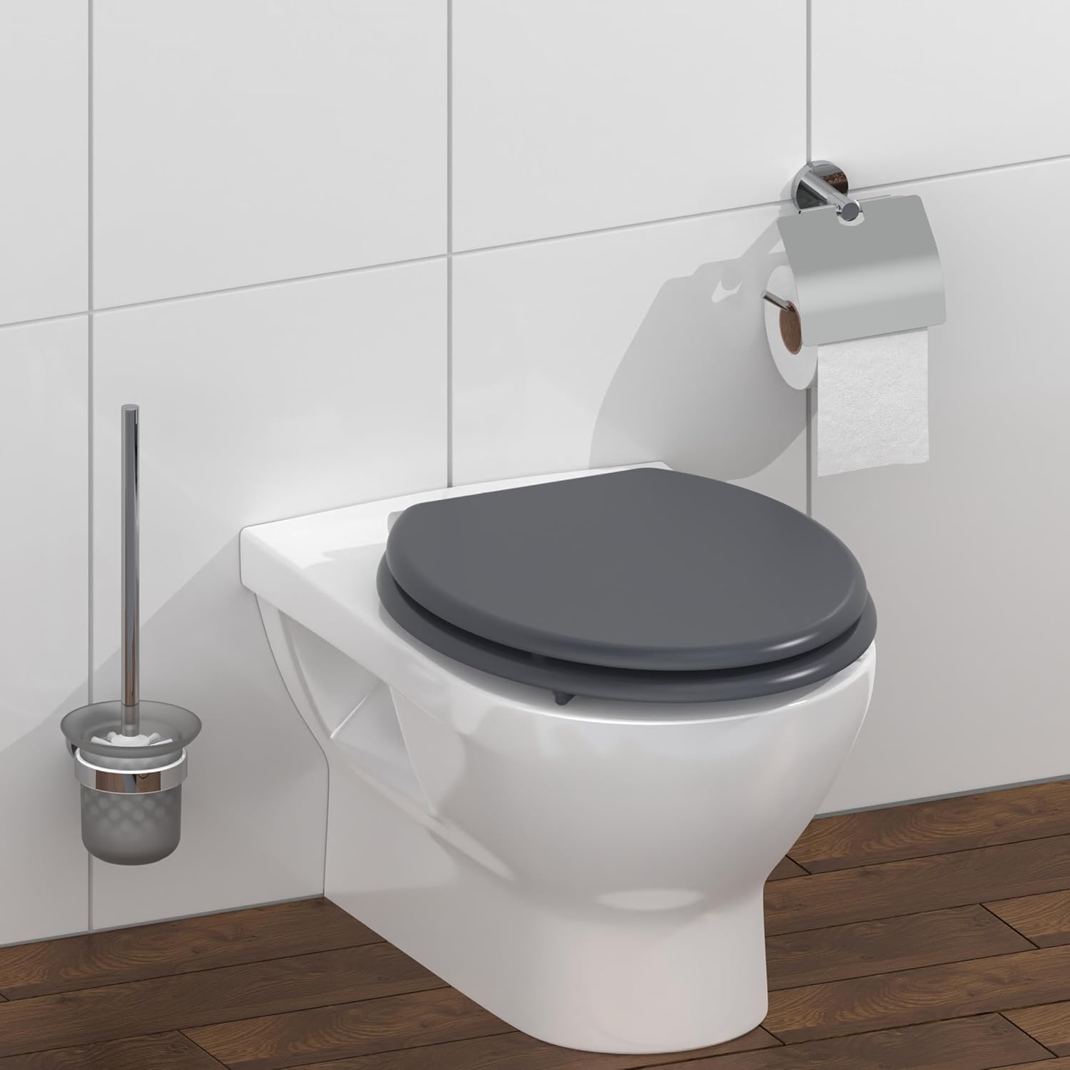 Thumbnail 4 de SCHÜTTE Cuvette Toilette Bois avec frein de chute – Abattant bois gris, MDF résistant