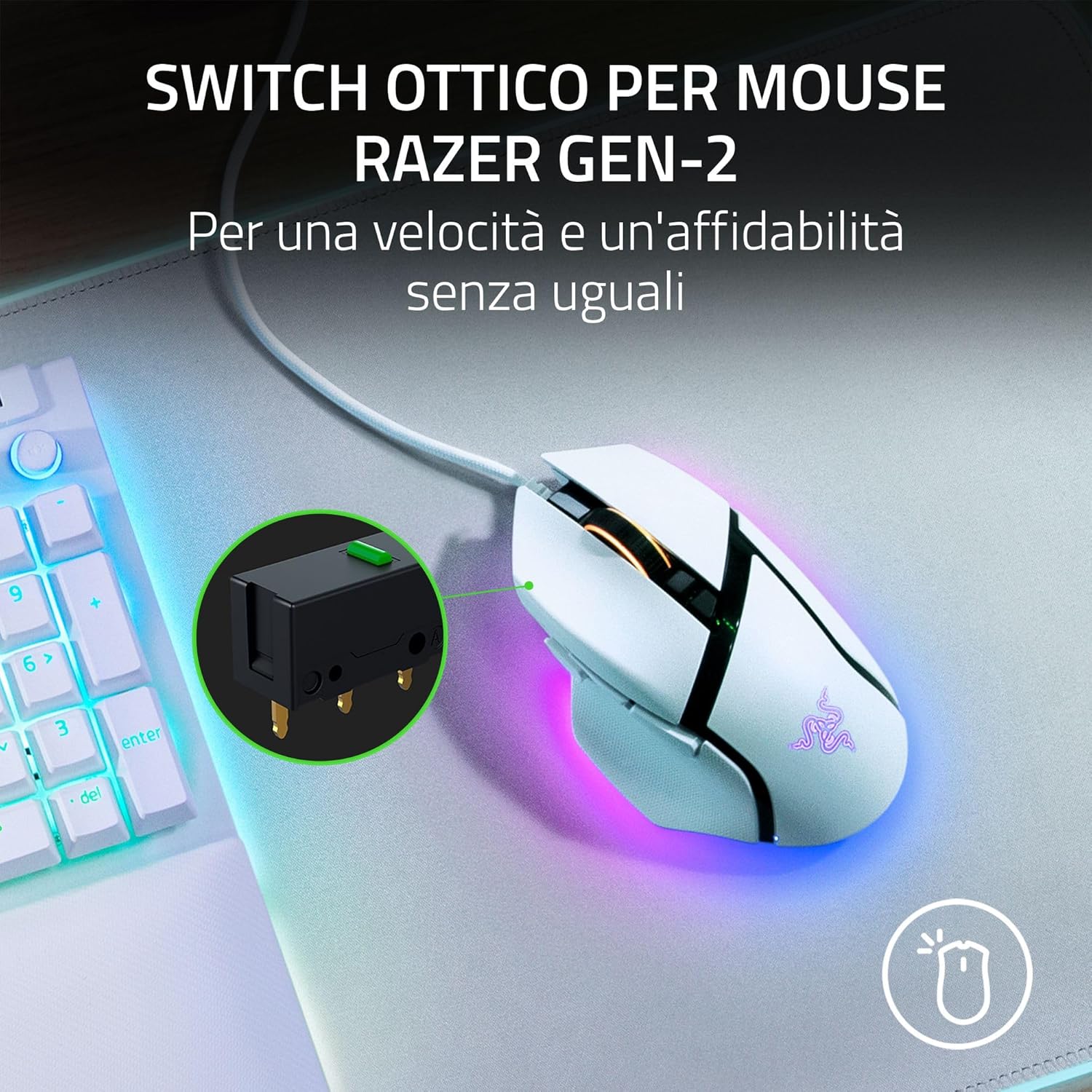 Thumbnail 5 de Razer Basilisk V3 – Mouse da gioco personalizzabile con sensore 26K DPI, Chroma RGB e 11 pulsanti programmabili, Bianco