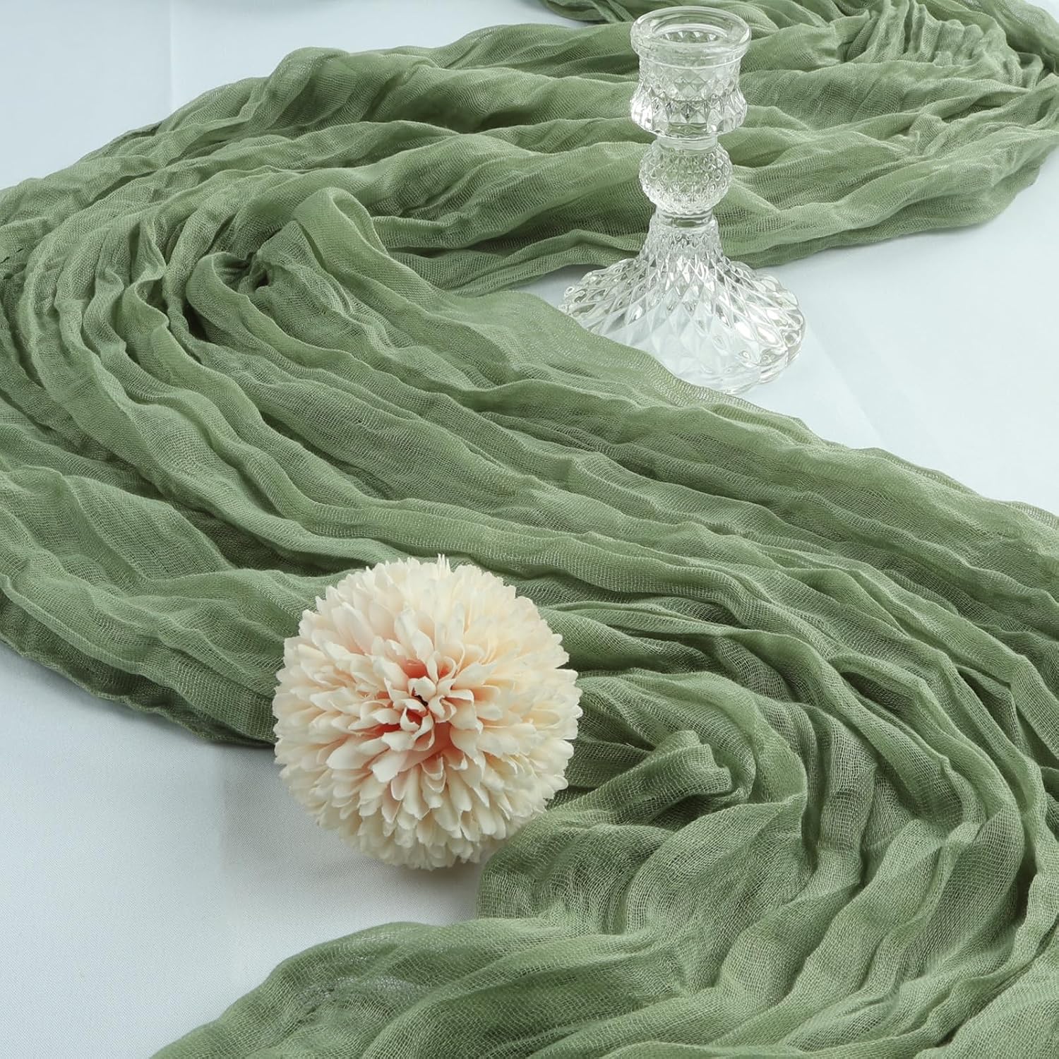Thumbnail 2 de CKIKU 6-Pack Sage Green Cheesecloth Table Runner (10FT Each)