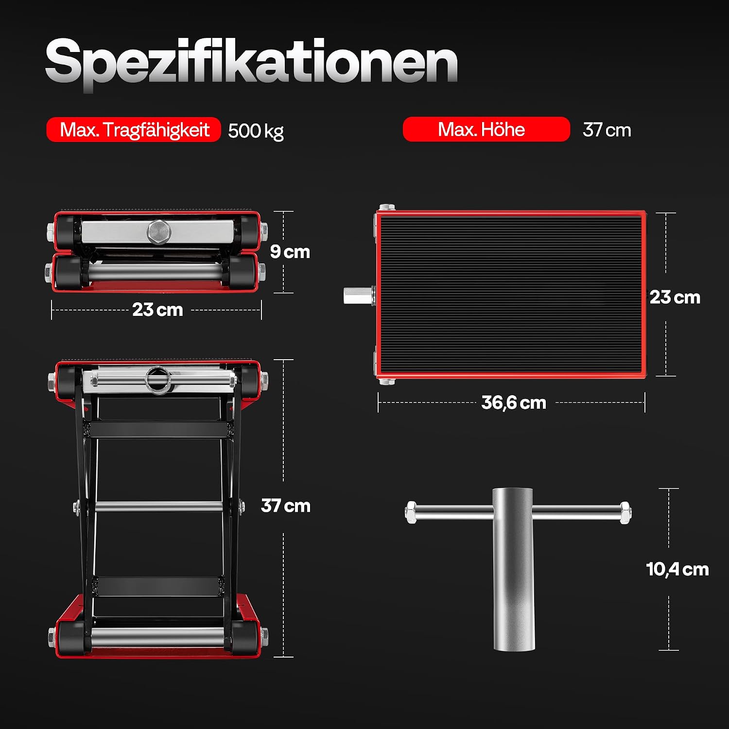 Thumbnail 6 de VIVOHOME Motorradhebebühne 500 kg Scherenwagenheber aus Stahl – mit breitem Deck und Kurbel