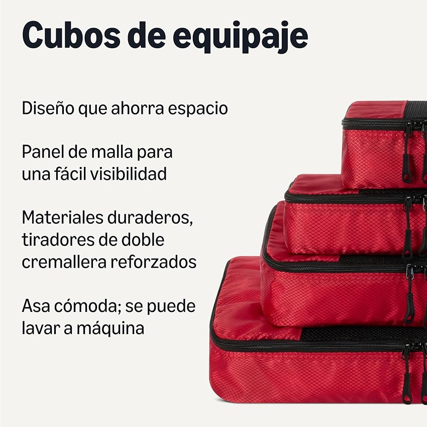 Detalle 2 de Amazon Basics Juego de 4 Organizadores de Viaje con Cremallera ✈