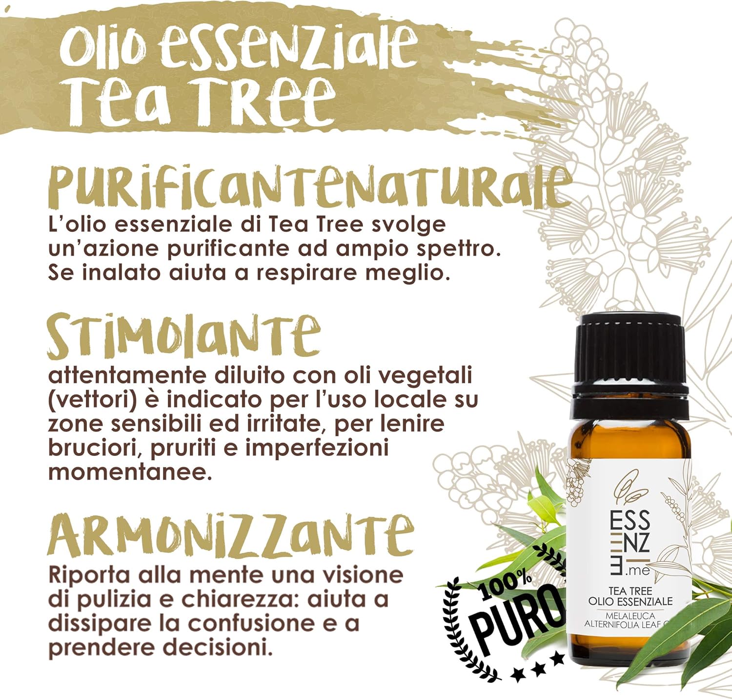 Detalle de Kit di 4 oli essenziali Ar. Can. Patch.TeaT. (100% puri, vegetali)