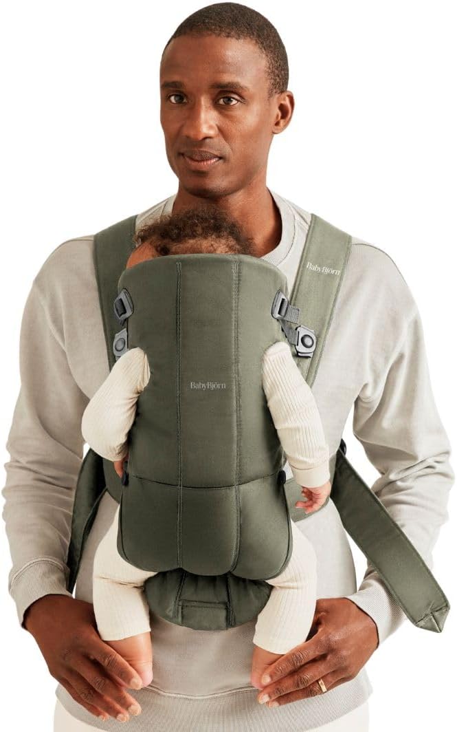 BabyBjörn Marsupio Mini in tessuto verde scuro: per neonati e fino a 0-12 mesi