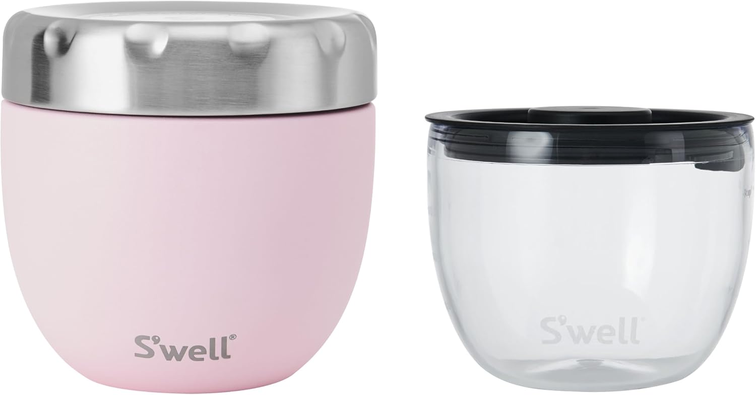 Detalle 2 de S’well Pink Topaz Eats 2-in-1 Food Bowl, 636ml Insulated Stainless Steel