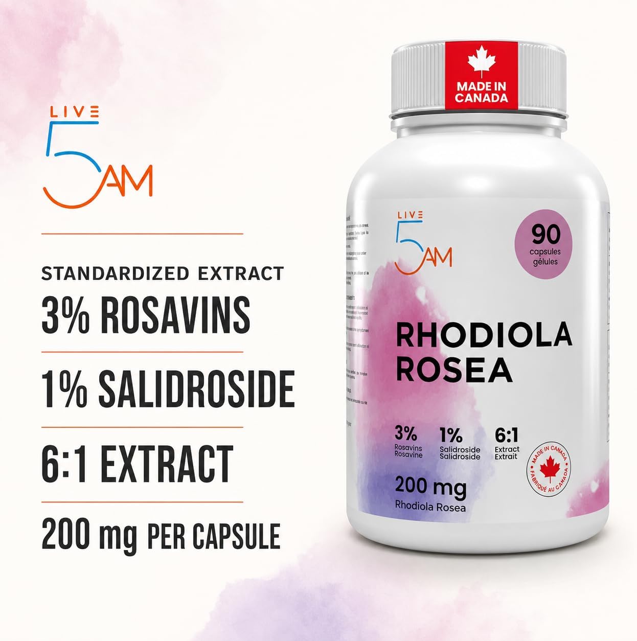 Thumbnail 1 de Live 5AM RRS-200|90 Rhodiola Rosea Capsules, 200 mg, 90 Count
