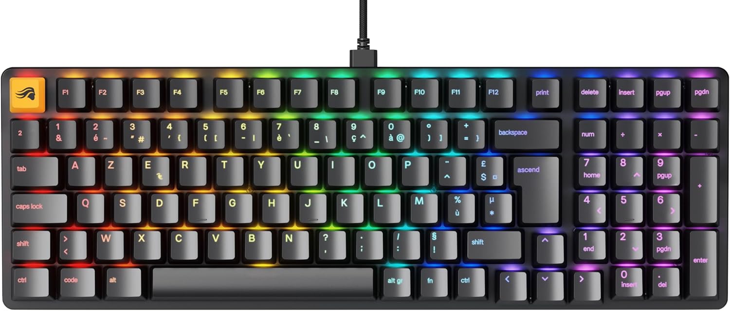 Detalle de GLORIOUS GMMK 2 Full Size (96 %) – Clavier mécanique en aluminium, AZERTY français, Switch Fox, RGB