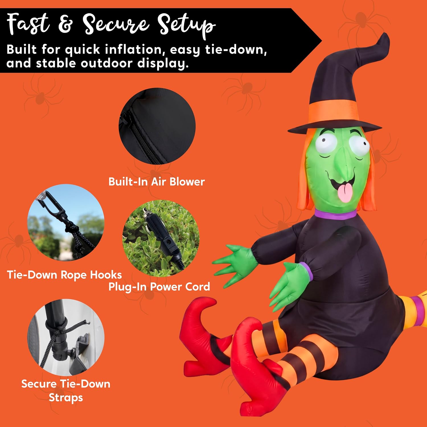 Detalle de Joiedomi 4 FT Halloween Inflatable Witch with Built-In LED Lights