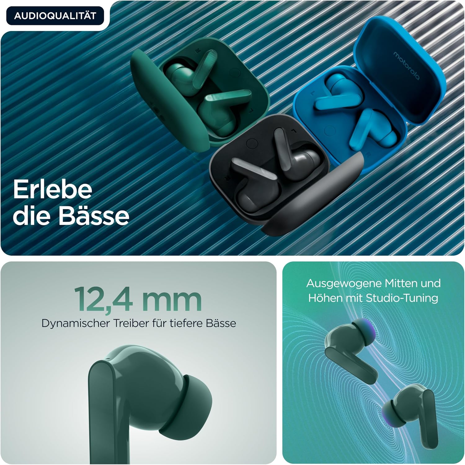 Thumbnail 1 de Motorola Moto Buds bass – Kabellose In-Ear-Kopfhörer mit ANC, Hi-Res Audio und CrystalTalk-AI