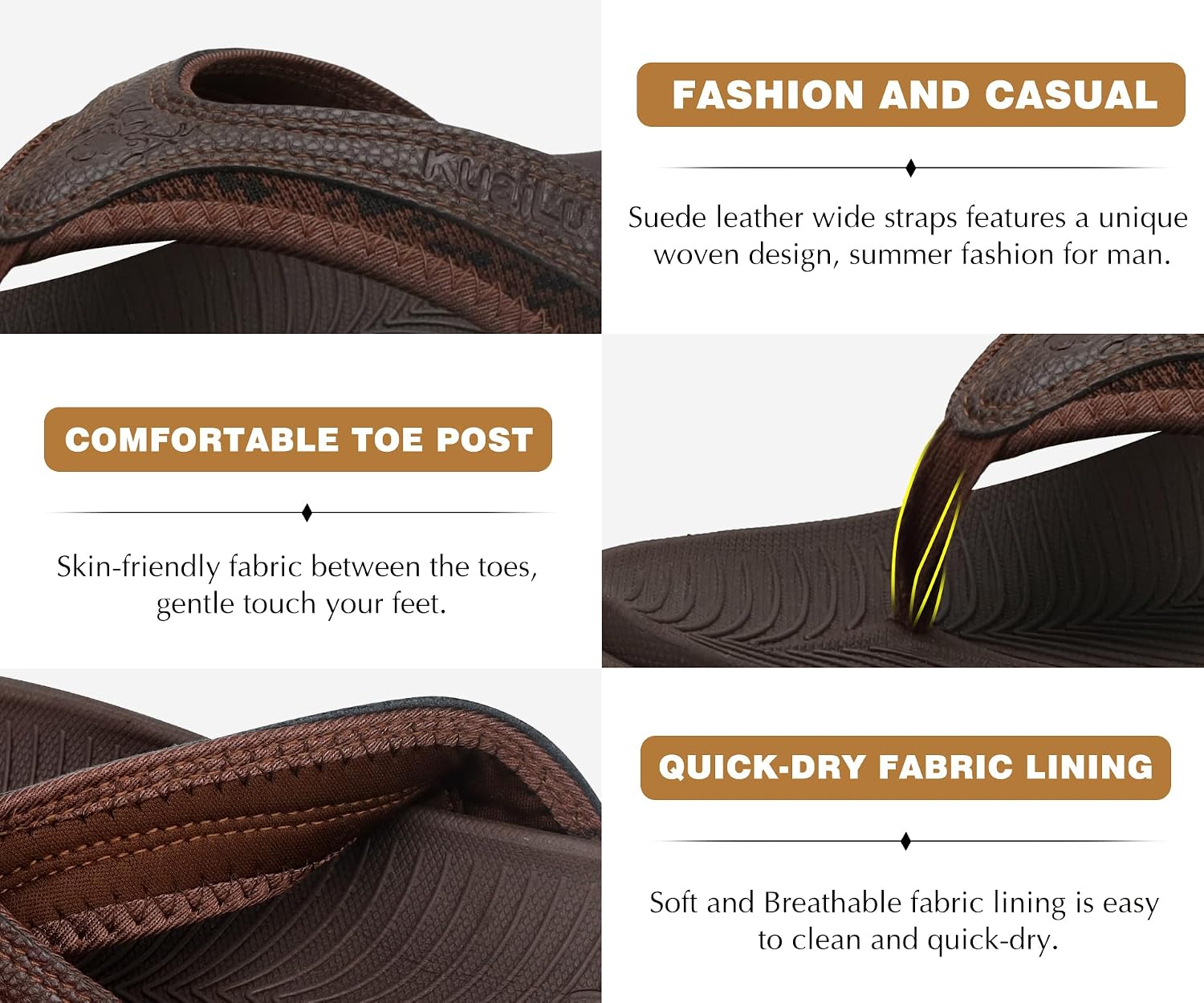 Detalle de KuaiLu Mens Sport Flip Flops with Orthotic Arch Support