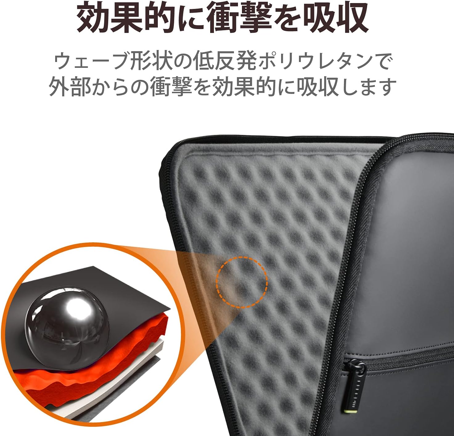 Detalle de エレコム ZSB-IBUB02BK 13.3インチPCケース ZEROSHOCK 衝撃吸収・撥水 ブラック