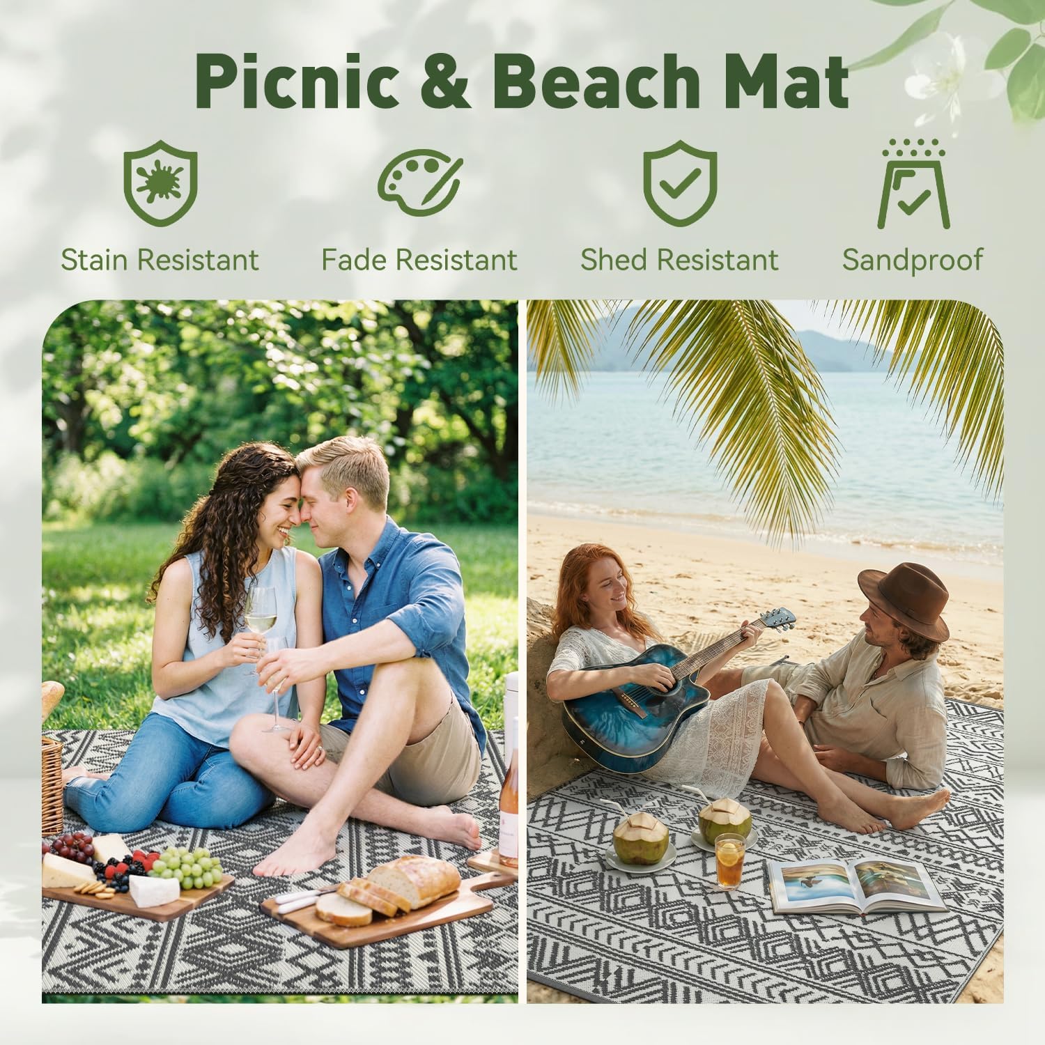 Thumbnail 4 de MontVoo Outdoor Rug Carpet Waterproof 5x8 — Reversible Boho Outdoor Mat for Patio, RV, Camping