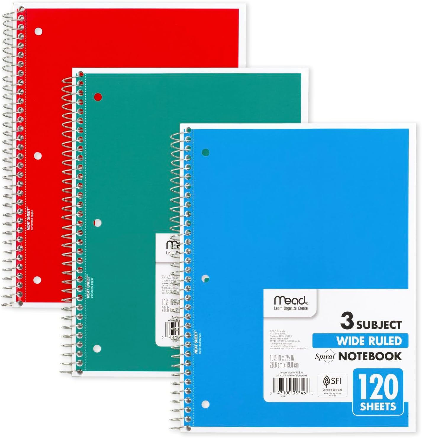 Detalle 2 de Mead 3-Subject Notebook, 120 Sheets