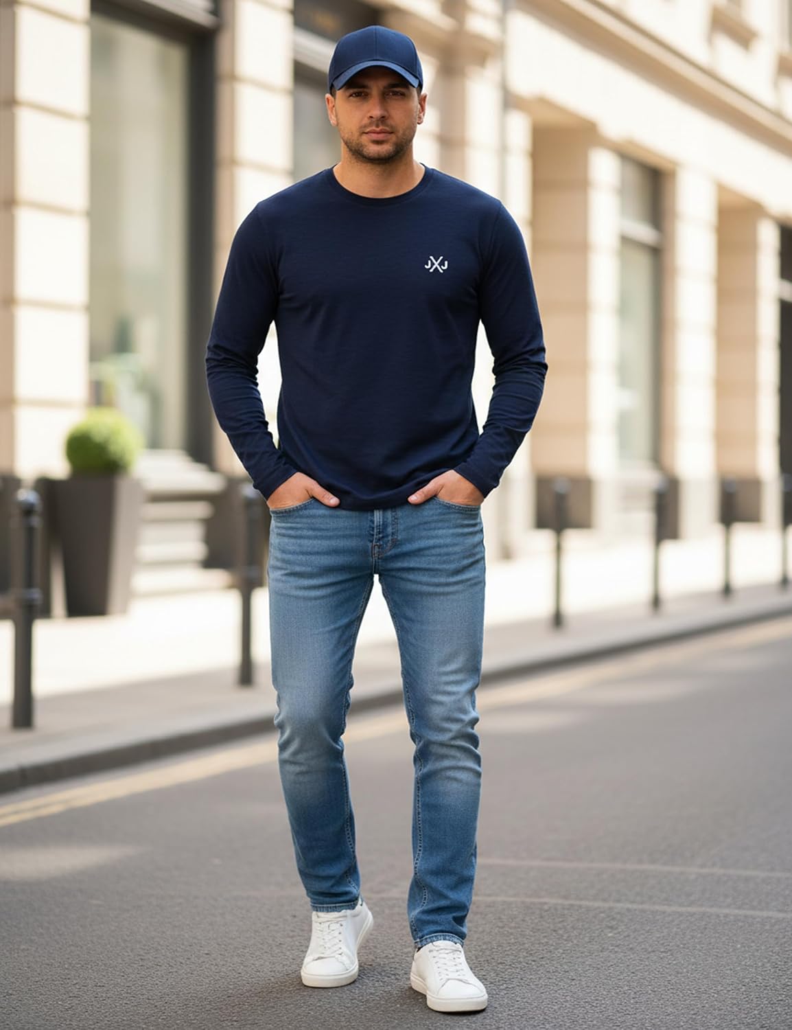 Detalle de JACK & JONES Infinity Langarmshirt Rise O‑Neck