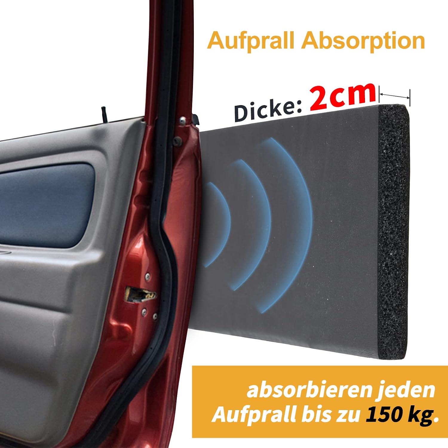 Detalle de 2er Set Garagen Wandschutz Selbstklebend, 42 × 15 × 2 cm – EVA-Schaum, selbstklebend