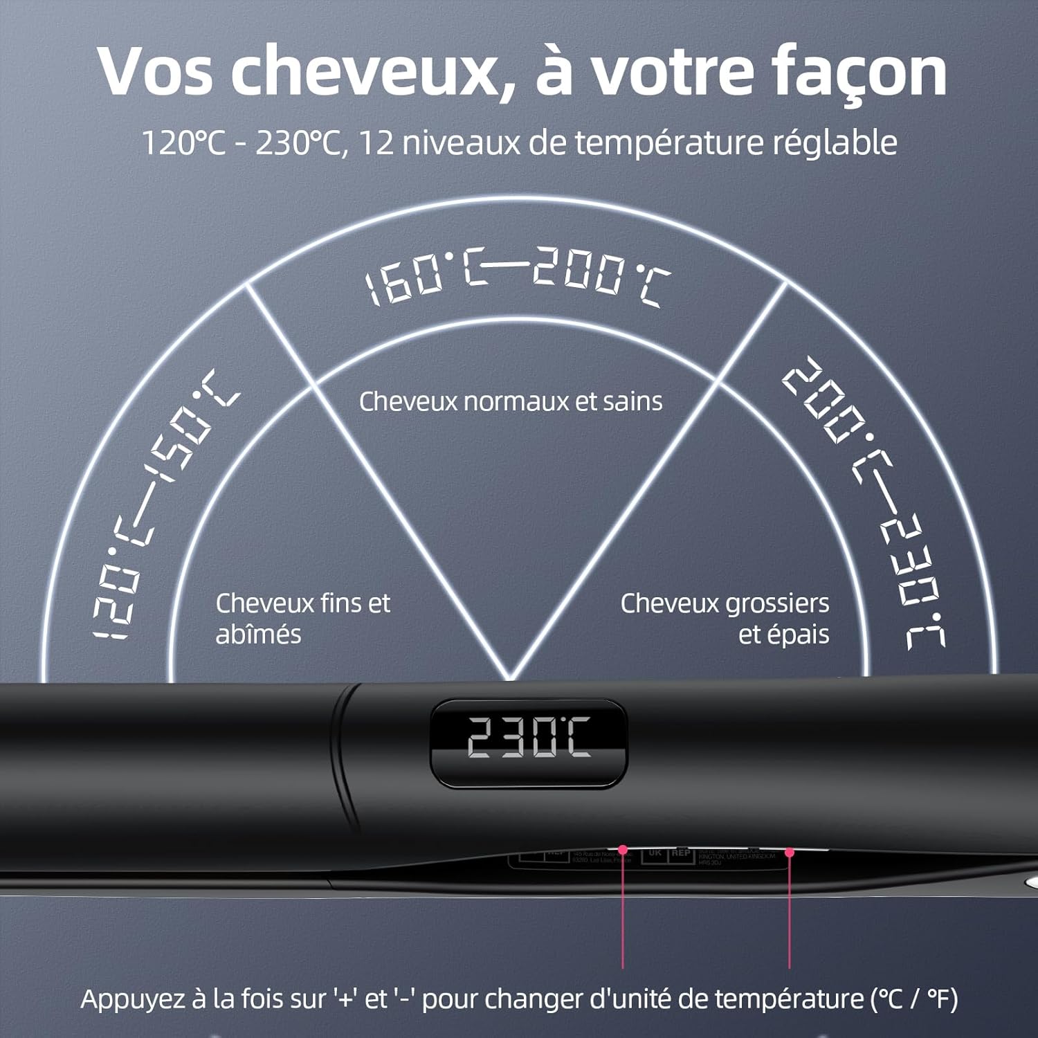 Detalle de Dekuri Titanium Fer à Lisser-Boucler 2-en-1 Ionique — Chauffage rapide, écran LCD et titanium 1