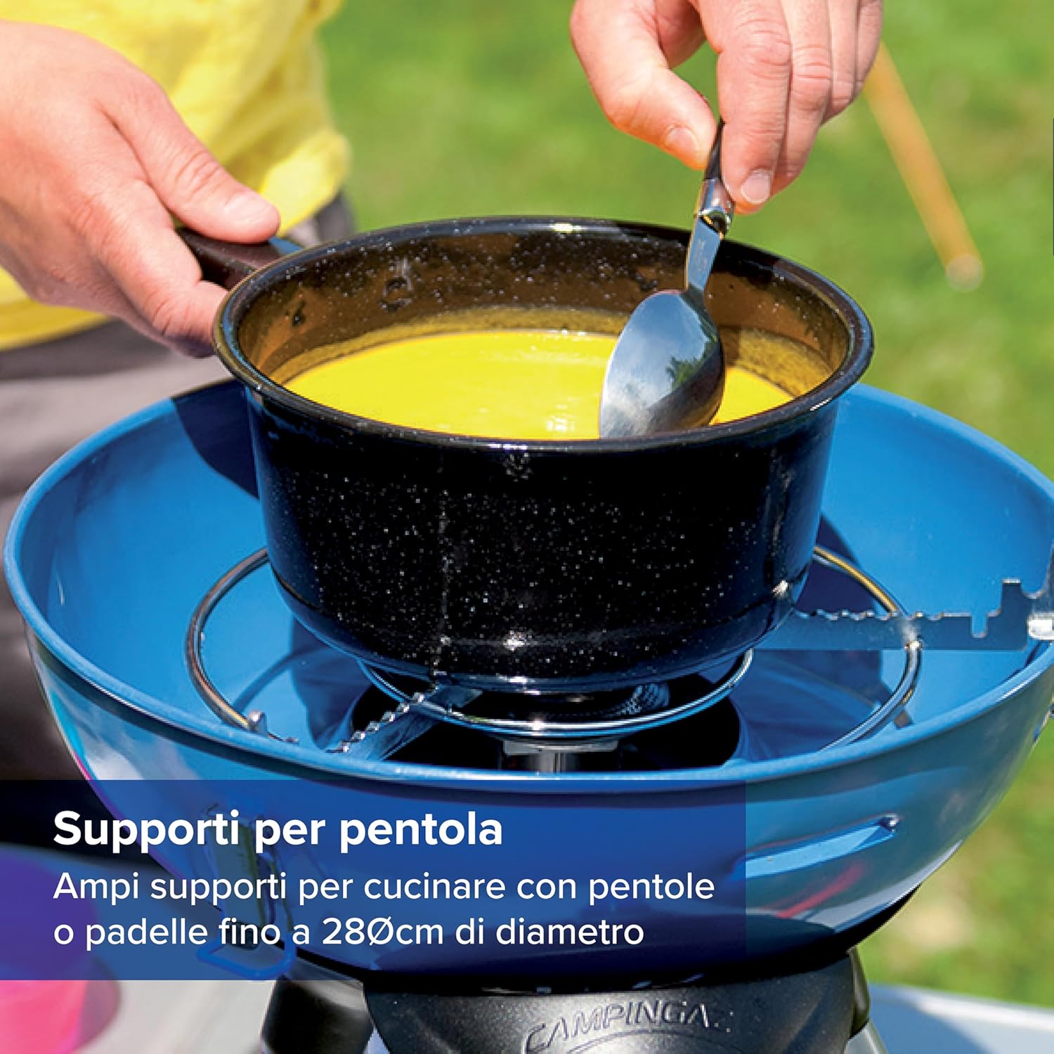 Detalle de Campingaz Party Grill 200 fornello: grill portatile con accensione piezoelettrica e cucina multipla