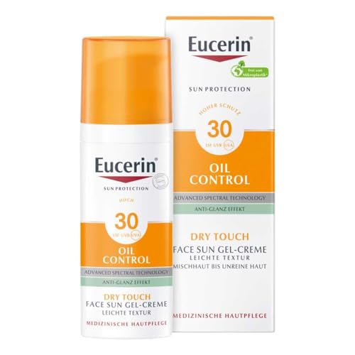 Detalle de Eucerin Oil Control Sun Face Gel-Cream LSF 30 (50 ml) – Parfümfrei für empfindliche, fettige und akneneigende Haut
