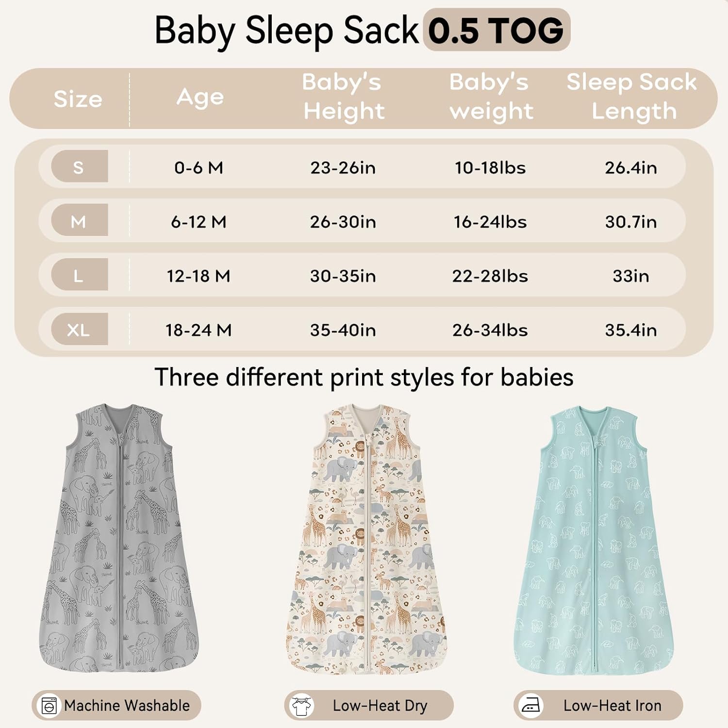 Thumbnail 5 de Unnivoll Baby Sleeping Bag 0.5 Tog (18–24 Months) Summer Sleep Sack – 3 Pack in Cotton