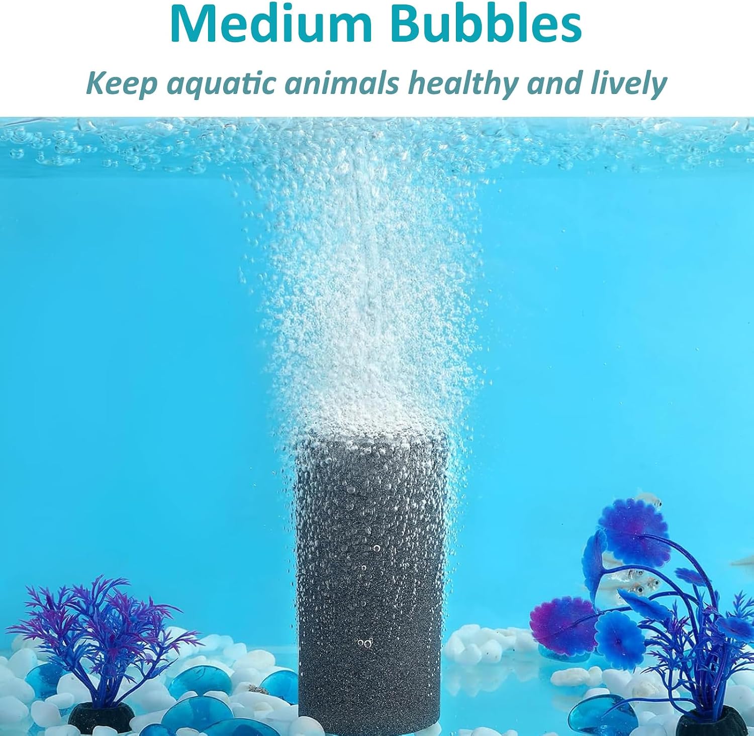 Detalle de YUDOTE Aquarium Air Stones 10cm – Large Aerator Bubble Diffuser (Grey, Pack of 2)